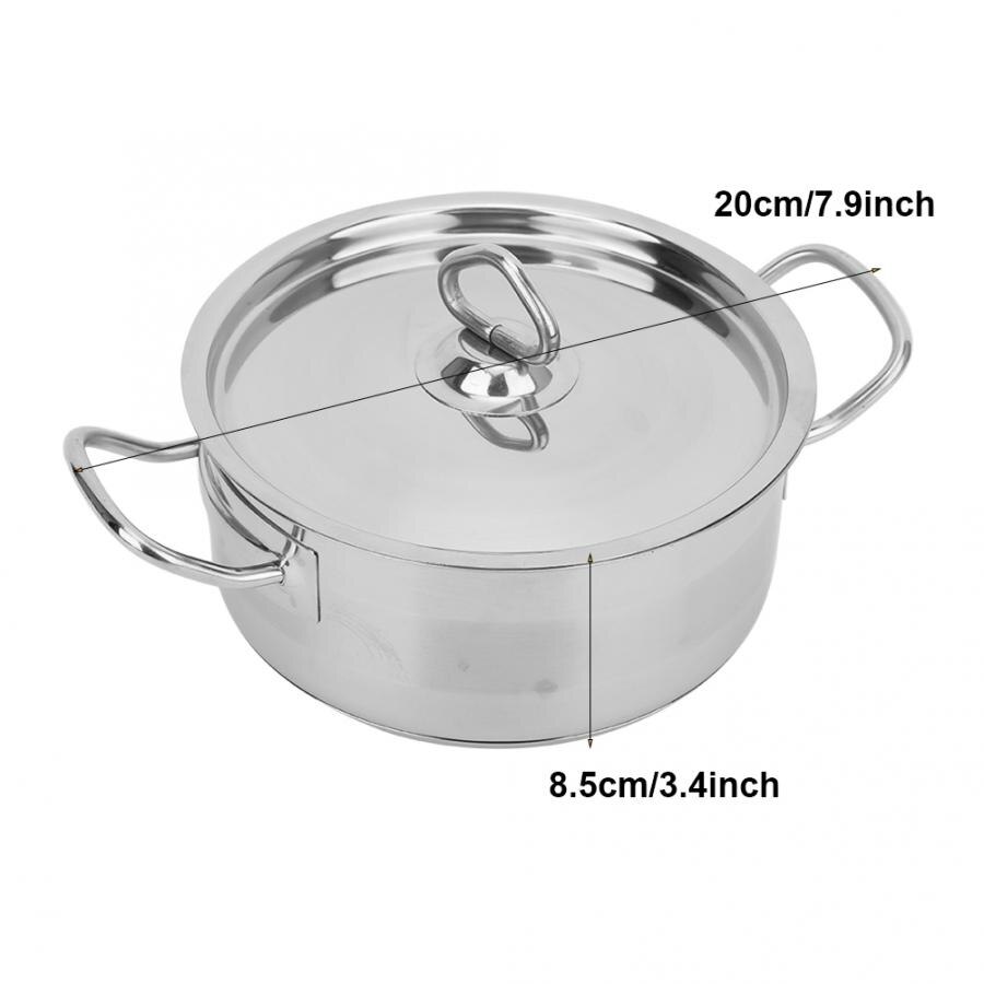 20cm Diameter Stainless Steel Cooking Pot Cookware Household Kitchen Tool with Dual Handle Kitchen Cookware Cooking Pots
