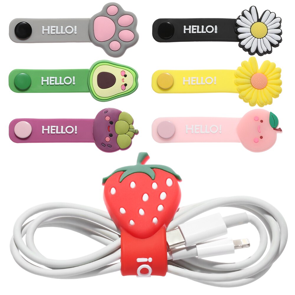 Silikon Kabel Wickler Kabel Organizer Lesezeichen Daten Linie Schutz Clip Multi-funktion Obst Blume Wickler Kopfhörer Lagerung