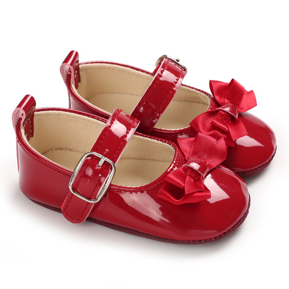 Sapatos da menina do bebê infantil criança sapatos de caminhada sola macia princesa mary jane apartamentos com knotbow prewalkers sapatos de berço de casamento 0-18m: R / -S