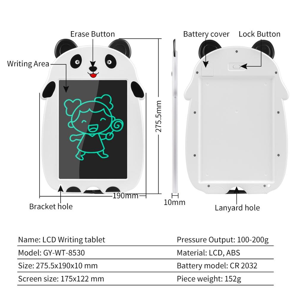 8.5inch Panda LCD Writing Tablet with Pen Digital Drawing Electronic Handwriting Pad Message Graphics Board