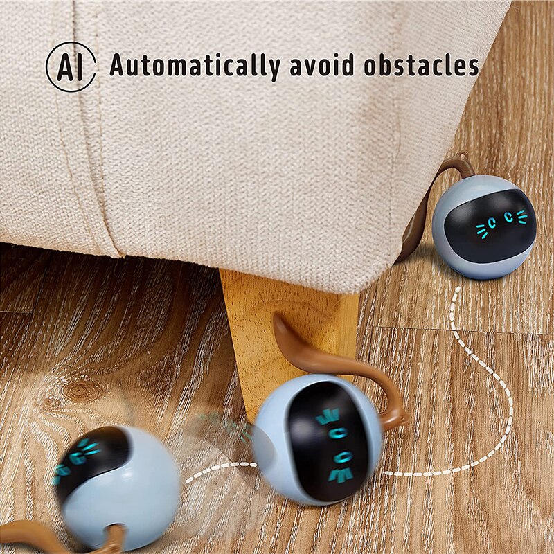 Pet Smart Interactive Cat Toy Colorful LED Self Rotating Ball Toys USB Rechargeable Kitten Electronic Ball Toys Cat Accessories