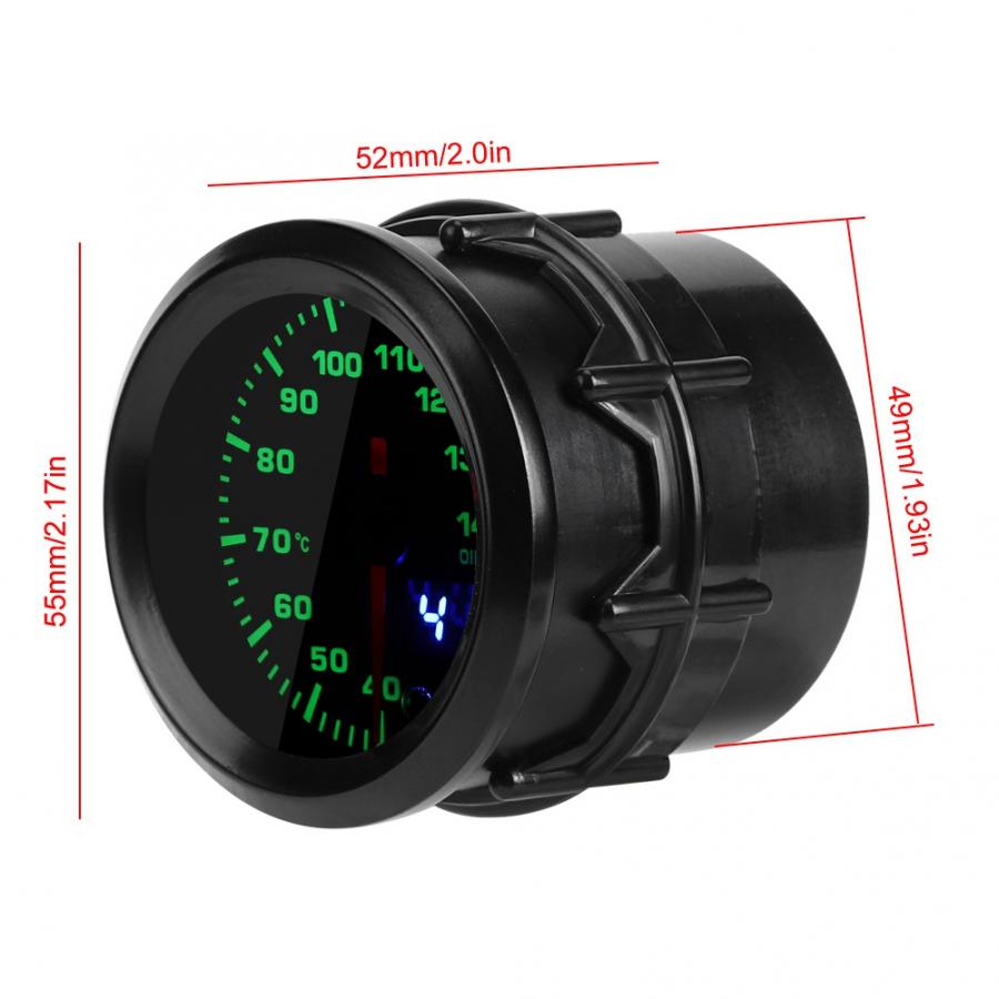 52 Mm/2.0in Auto Olie Temperatuurmeter Digitale Display Stappenmotor Gas Temperatuur Meter Auto Accessoires
