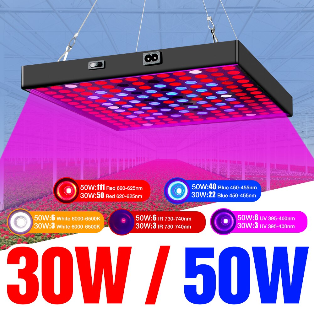 SPSCL 30W 50W LED Full Spectrum Light LED Plant Lamp 220V Grow Light 110V EU US UK Plug Flower Seed Greenhouse Lamp Phytolamp