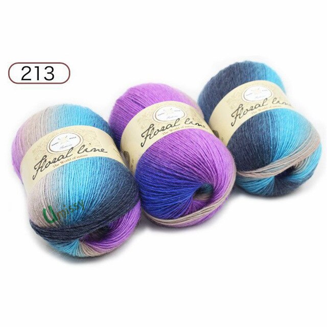 Yarn 5pcs X 100g Rainbow Line Fancy Melange Yarn 100% Cashmere Wool Yarn knitting 20 Colors: 5PCS      213