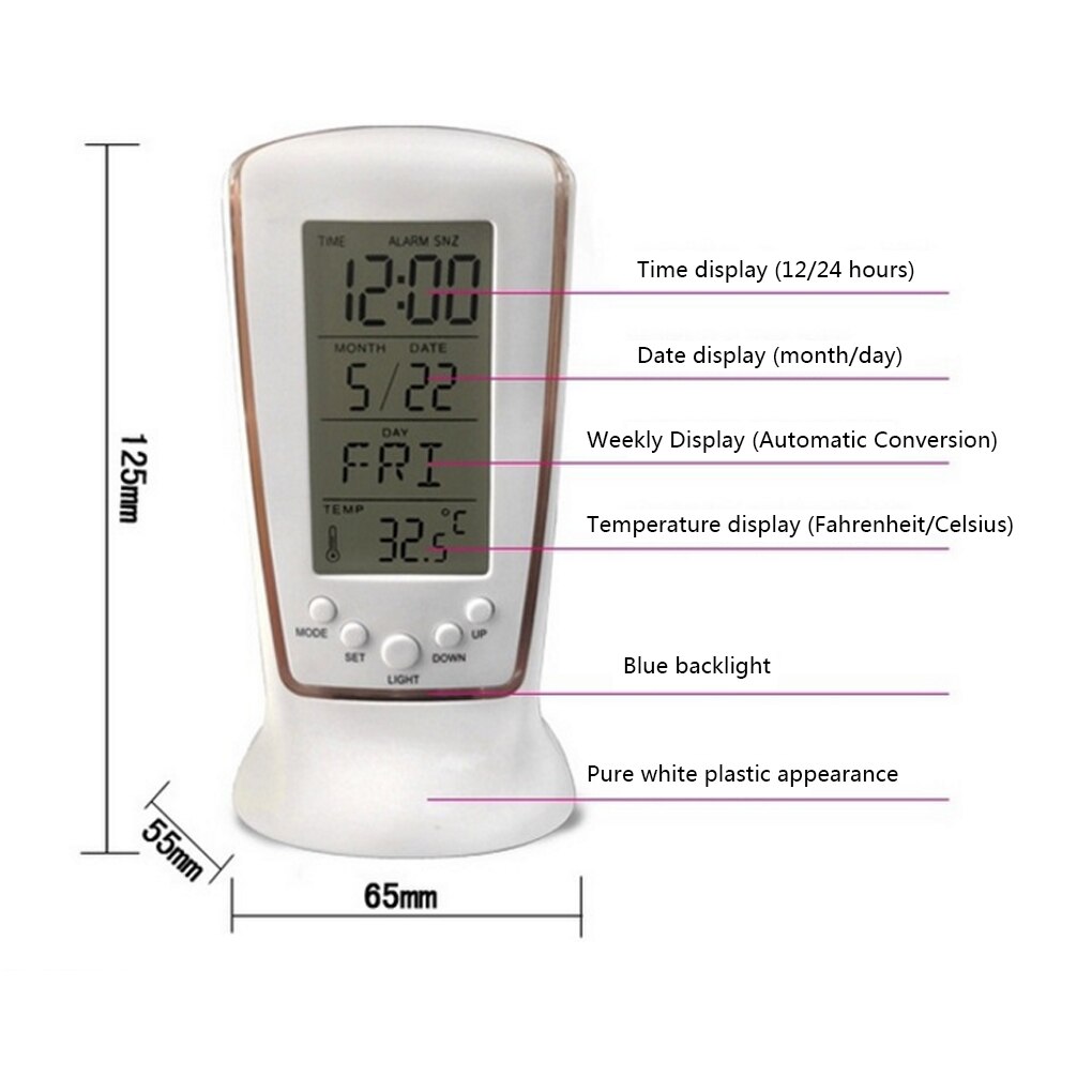 Digitale Klok Kalender Led Kalender Temperatuur Wekker Blauwe Achtergrondverlichting Elektronische Kalender Thermometer Klok Countdown Timer