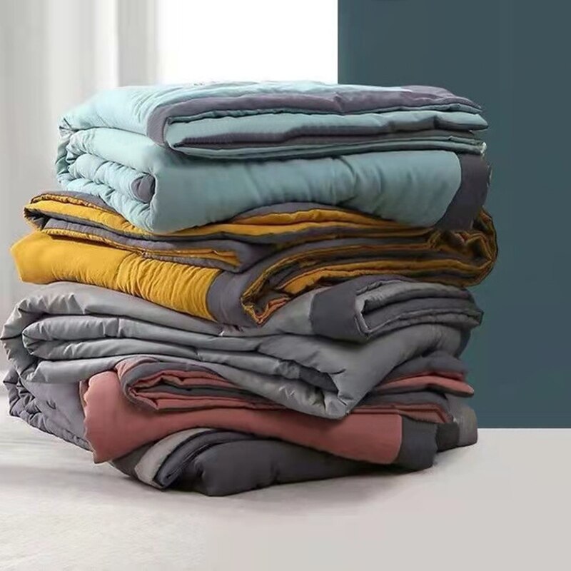 Washed Cotton Spring Fall Thin Quilt Summer Air-conditioning Comforter Soft Breathable Bed Blanket Solid Color Quilted Quilts