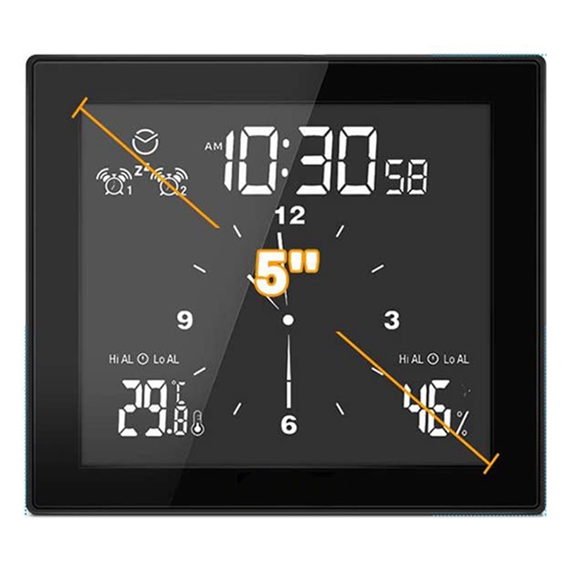 Digital LCD Screen Clock,Countdown Clock for Bathroom/Kitchen,Waterproof Wall Clock with Temperature&Humidity Display,B: Default Title