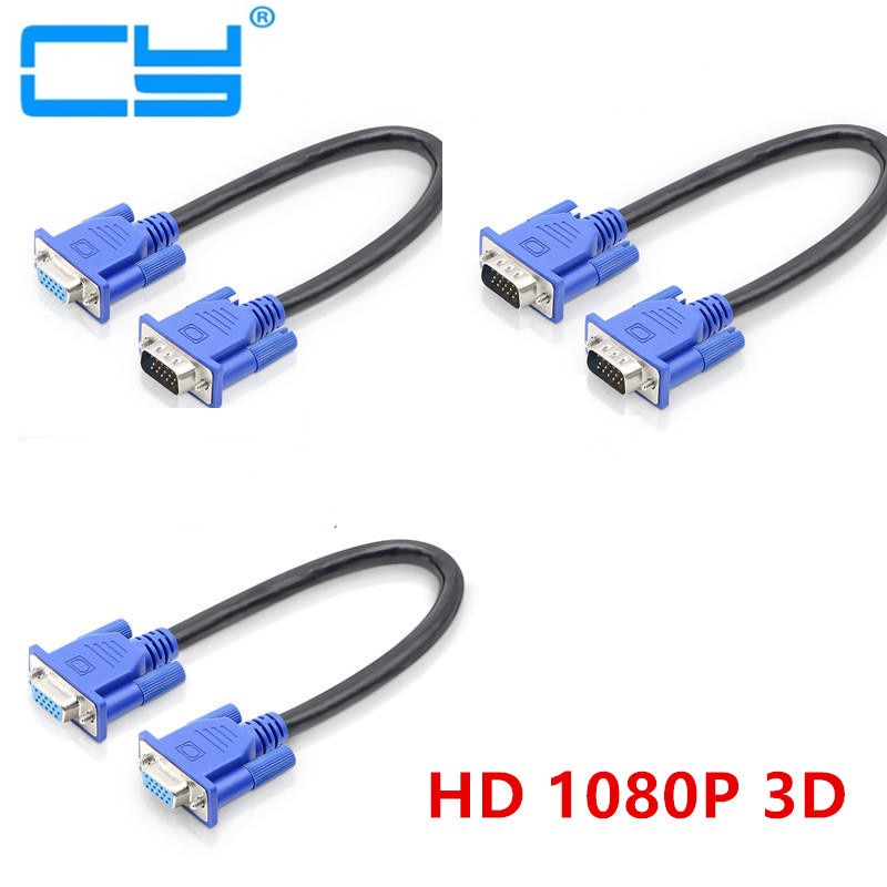 25cm 0.25m HD15Pin VGA D-Sub Short Video Cable Cord Male to Male M/M Male to Female and Female to Female RGB Cable for Monitor