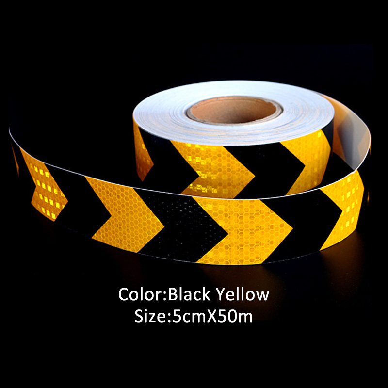5cmx5 0m odblaskowa taśma ostrzegawcza naklejka samoprzylepna z czerwonym/białym żółtym/czerwonym żółtym/czarnym niebieskim/białym strzałką robić samochodu: czarny żółty