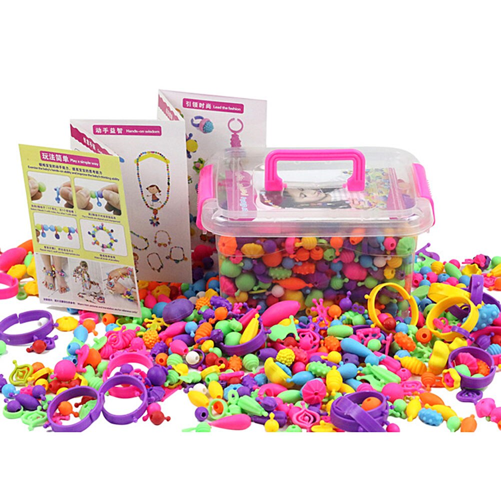 500PCSDIY Handmade Beaded Toy Set Cute Bead Bead Making Tools Early Education Puzzle Girl Toys