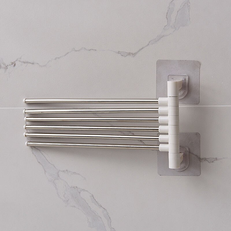 Punch-free Fold Towel Storage Rack Home Wall-mounted Bathroom Toilet Organization Rotate Storage Rod Shopping K127