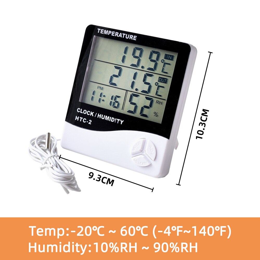 Digital Thermometer Hygrometer Indoor LCD Display Temperature Humidity Sensor Gauge Meter Measuring Tool for Home Room: HTC-2