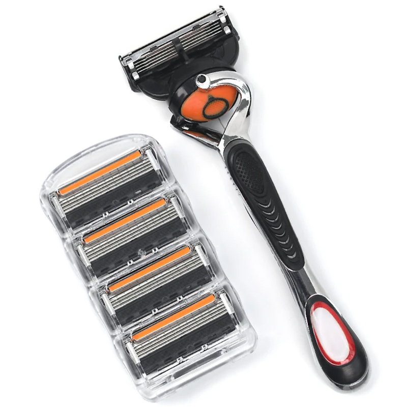 Rakhyvel för män, premium rakhyvel , 5-- lagers rakhyvel ansikte skägghår levereras med utbytbara blad , 5-- lagers refills