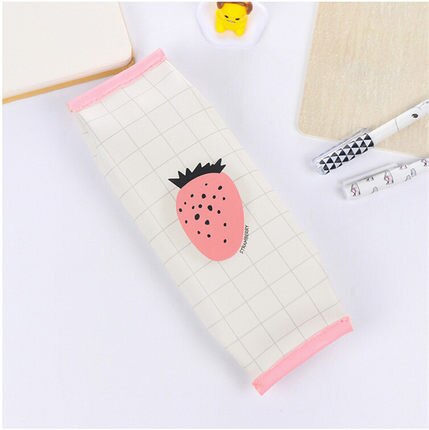 Estuche escolar de Granada y fresa para lápices, bolsa bonita de cuero Pu para bolígrafos, papelería Kawaii, suministros escolares de oficina, Zakka: Big strawberry