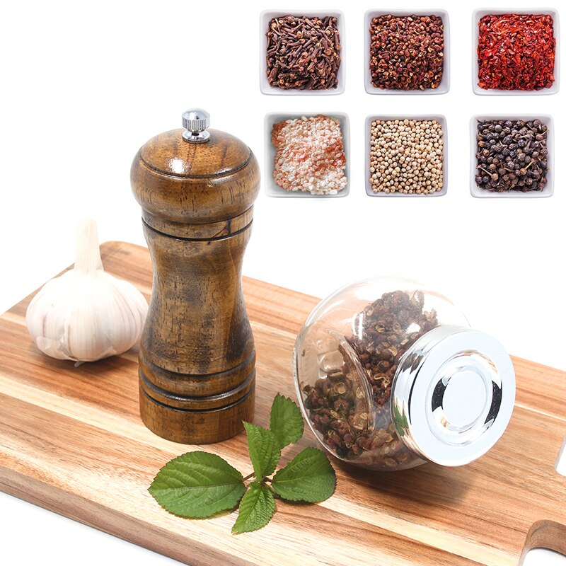 1PCS Eiken Grinder Zout en Peper Grinder Spice Grinder multifunctionele Kruiderij Fles Keuken Gereedschap (5,8, 10 inch) Pepermolen