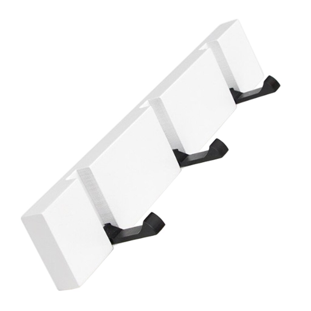 Folding Wooden Board Hooks Wall Door Hanger For Bathroom Robe Towel Coat Clothing Bedroom Kitchen - White 5 Hooks: White 3 Hooks