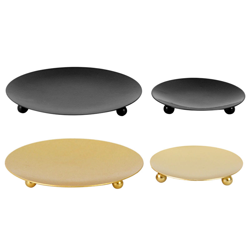 1 pz vassoio portacandele rotondo in metallo oro nero con palo lungo base per candela banchetto di nozze portacandele arte Déco decorazioni per la casa