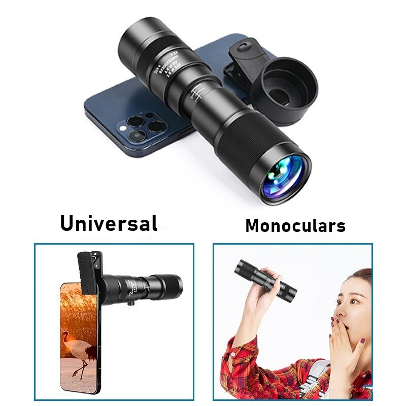 4IN1 Mobiele Telefoon Lens 8-32X Zoom Monoculaire Telescoop 198 Fisheye Lenzen 15X Macro 0.63X Groothoek Lente Voor Telefoon Tablet ipad