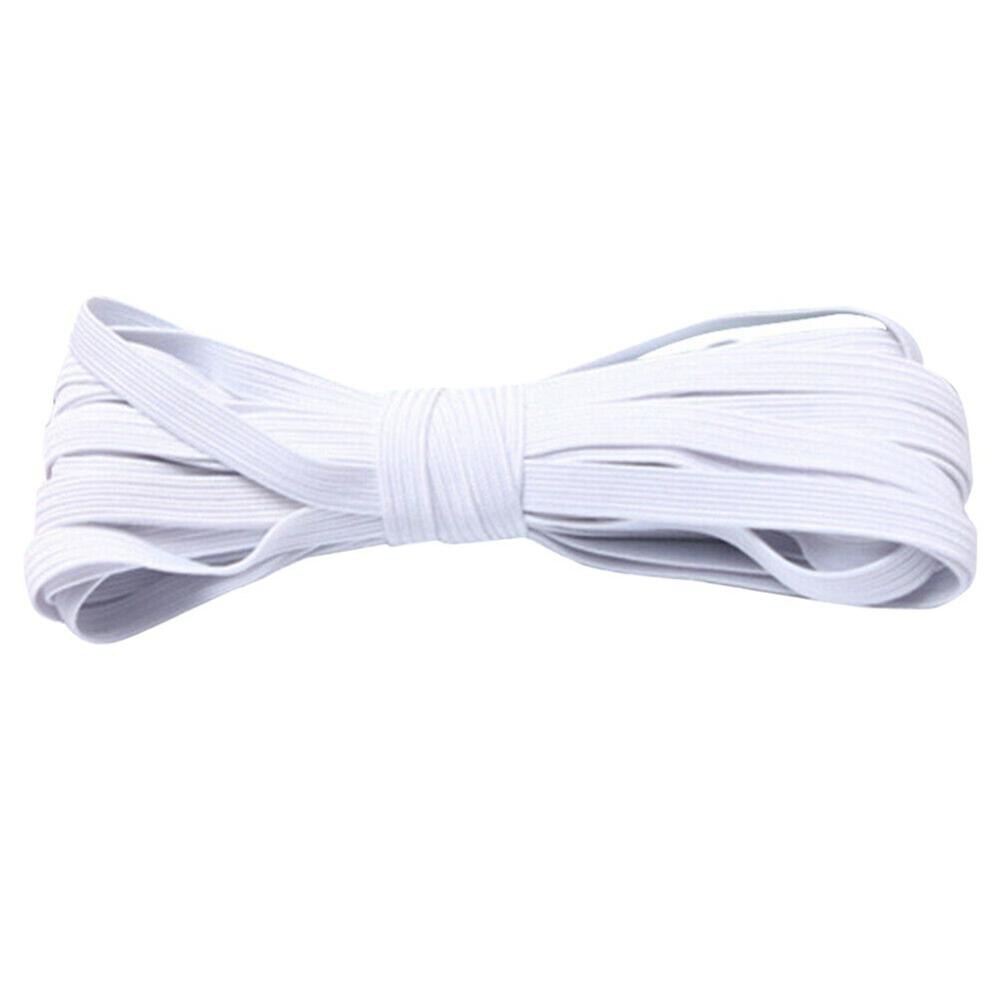 10.9 Yards Lengte 1/4 Inch Breedte Gevlochten Elastische Band Witte Elastische Koord Zware Stretch Hoge Elasticiteit Knit Elastische Band Fdh: WHITE