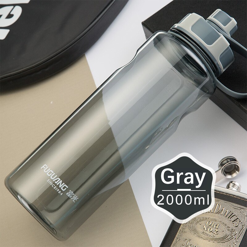 1000ml/2000ml Cycling Bike Water Bottle Bicycle Portable Kettle Water Cup Plastic Outdoor Sports Mountain Cycling Drink Bottles: 93 Gray 2000ml