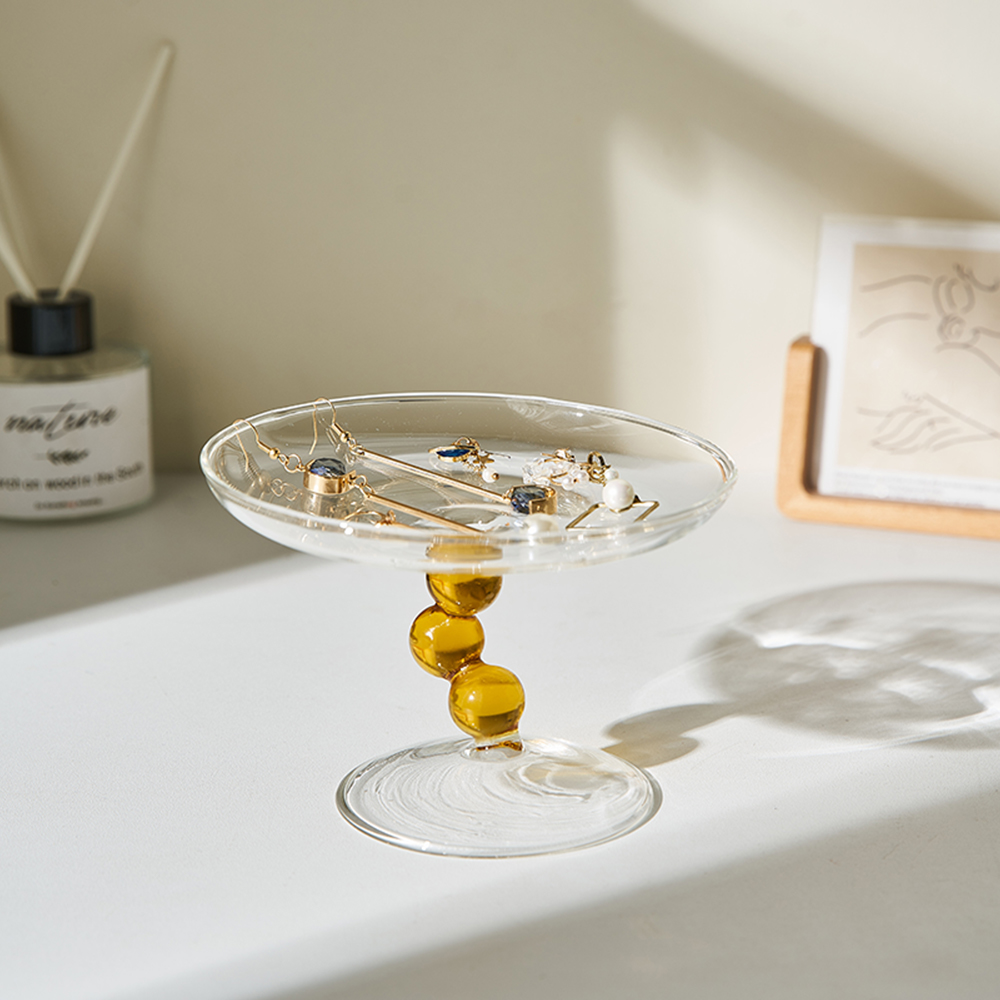 Glass Transparent Tray Fruit Tray Cake Holder Key Storage Cosmetic Storage Home Living Room Decor Room Decor