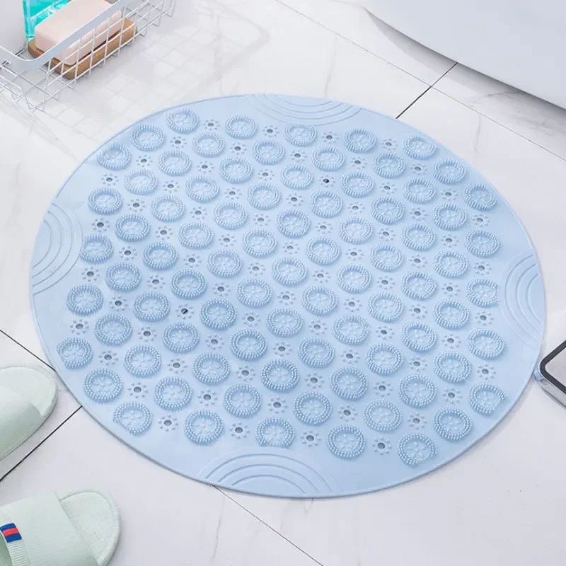 Tapis de salle de bain rond antidérapant en PVC, avec trou de vidange, tapis de bain en Silicone, coussin de Massage des pieds, tapis de douche souple pour baignoire: Bleu / 1700MMx2400MM