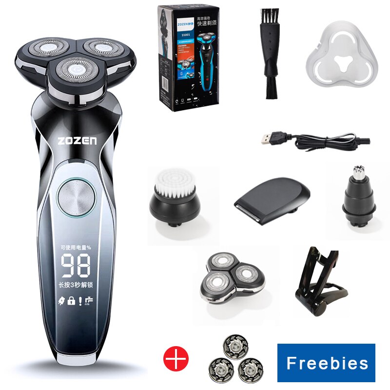 Electric Razor zozen Electric Shaver Rechargeable Shaving Machine for Men Beard Razor Wet-Dry Dual Use Water Proof Fast Charging: ZN3013-3