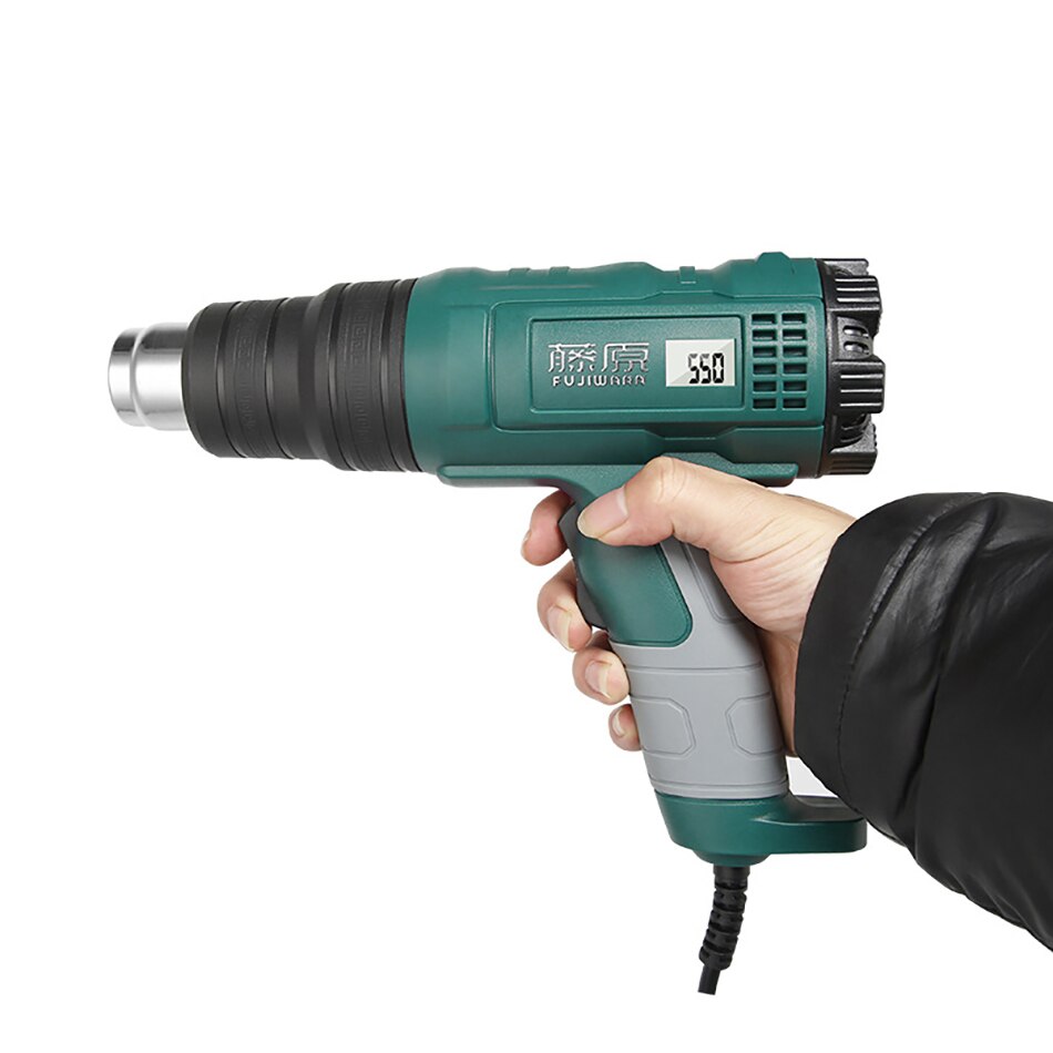 2000W 220V Industriële Elektrische Heat Gun Temperatuur Regulator Lcd Digitale Display Heteluchtpistool Krimpen Verpakking Air nozzle