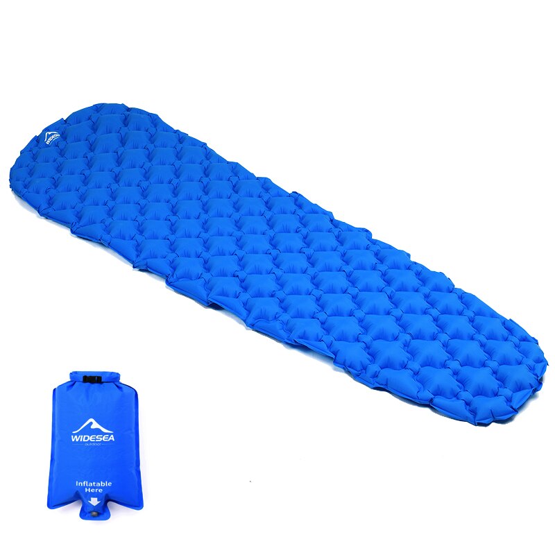 Widesea Camping Aufblasbare Matratze in Zelt Falten Lager Bett Isomatte Picknick Decke Reisen Luft matt Camping Ausrügestochen: Blau mit Luft Tasche