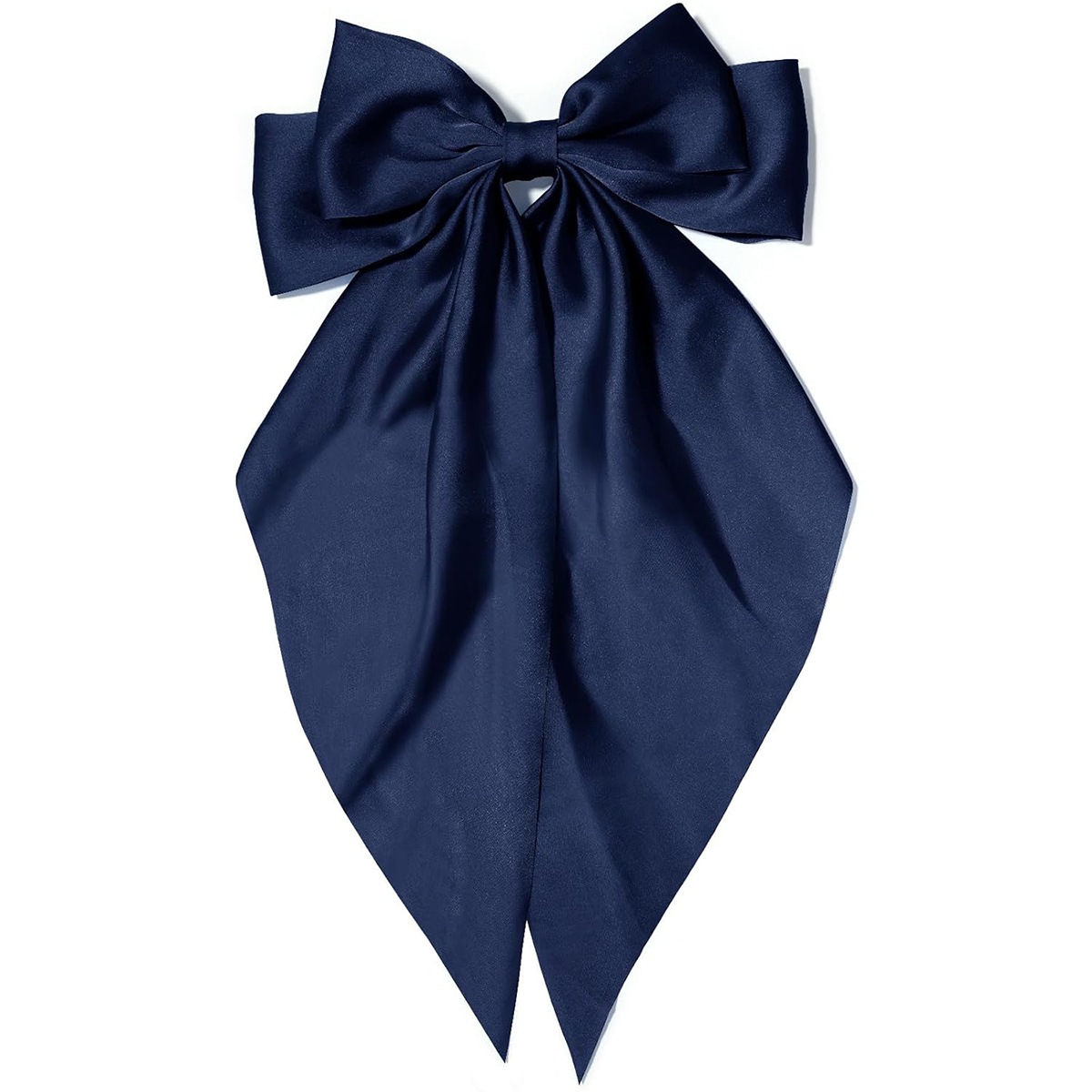 Grampo de cabelo com laço rosa feminino, grande laço de cetim branco, clipe de jacaré de cauda longa, laço de cabelo grande para meninas adequado para aniversário de casamento dan: Azul profundo