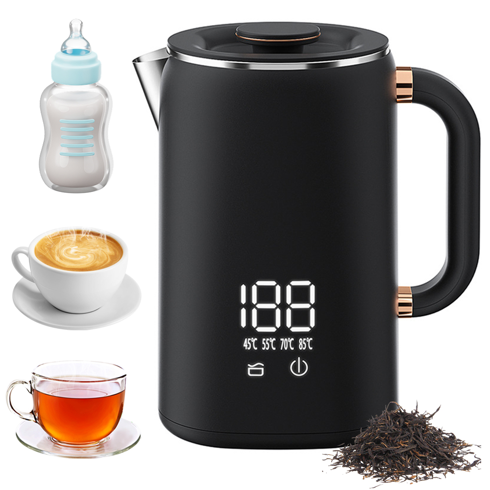 Hervidor de agua eléctrico para té y café, 5 niveles, Control de temperatura, apagado automático, hervidor de agua aislado de doble capa