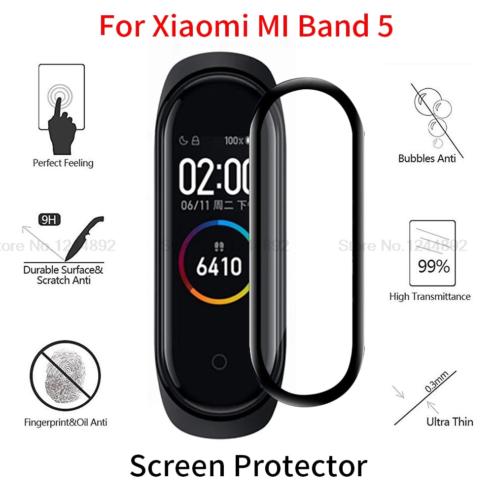 3D Beschermende Glas Voor Xiaomi Mi Band 5 Gehard Glas Voor Xiaomi Mi Band 5 Mi Band 5 Volledige Gebogen screen Protector Voor Mi Band5