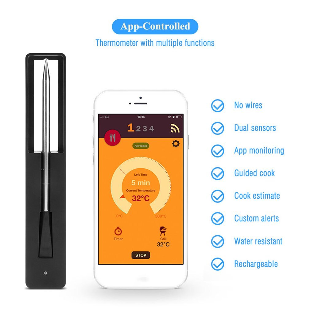 Wireless Meat Steak Thermometer Kitchen Smart Digital Wireless Barbecue Thermometer Barbecue Accessories