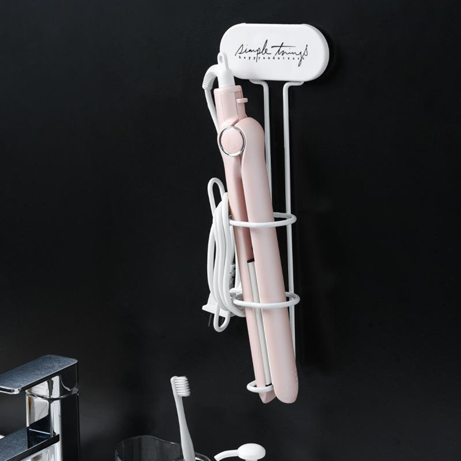 Hair Straightener Storage Rack Wall Mounted Curling Iron Holder Hanger Hair Dryer Holder Hair Dryer Shelf