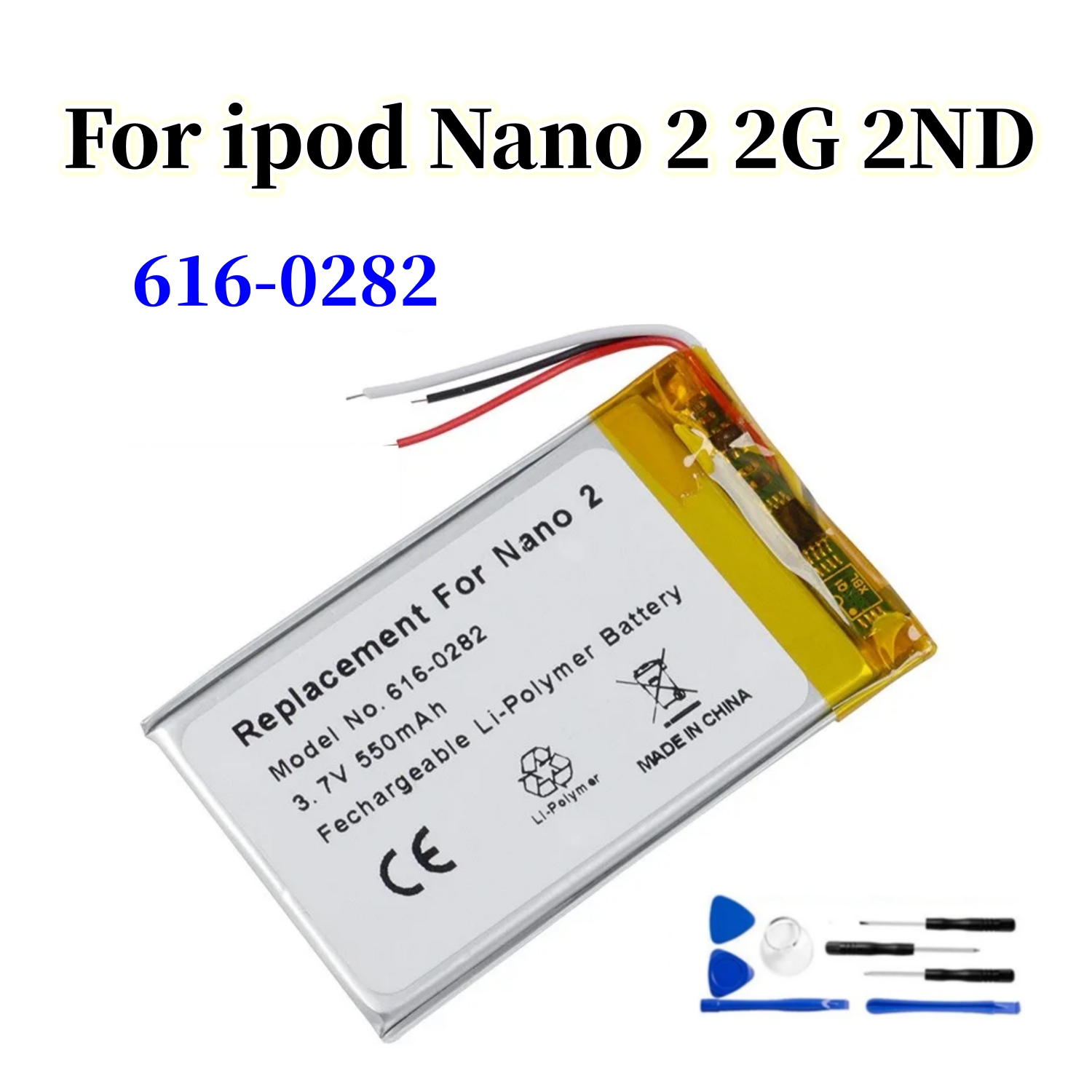 Nueva batería para iPod Nano 1 2 3 4 5 6 7 4th 5th 6th 7th 1st 2nd Gen 2Gen 3rd 3 Gen 3Gen + herramientas gratuitas: Gris
