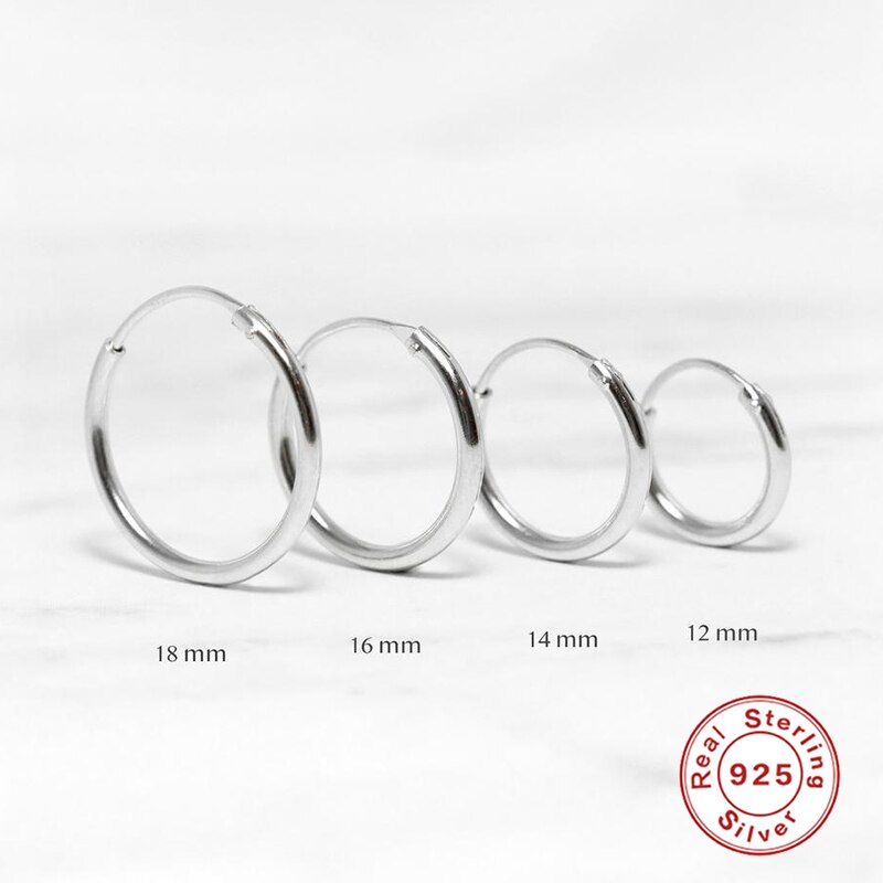 ROXI-Pendientes de aro minimalistas para hombre y mujer, aretes de Plata de Ley 925 con geometría geométrica, Pendientes inusuales, aretes de cartílago