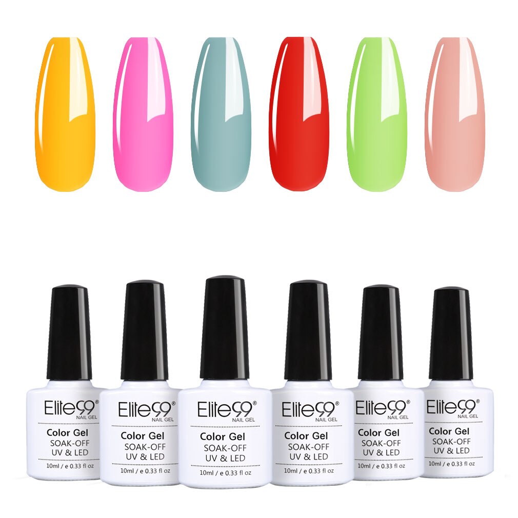 Elite99 6Pcs/Set 10ML Lavender Gel Nail Polish Kit Soak Off UV LED Luminous Rose Gold Semi-permanent Enamel Nail Manicure Set: SET007