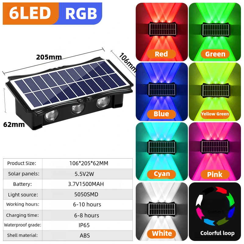 LED-wandlampen op zonne-energie Buiten op en neer Lichtgevende verlichting Decorverlichting op zonne-energie voor huis buiten veranda balkon tuin: Bos Groen