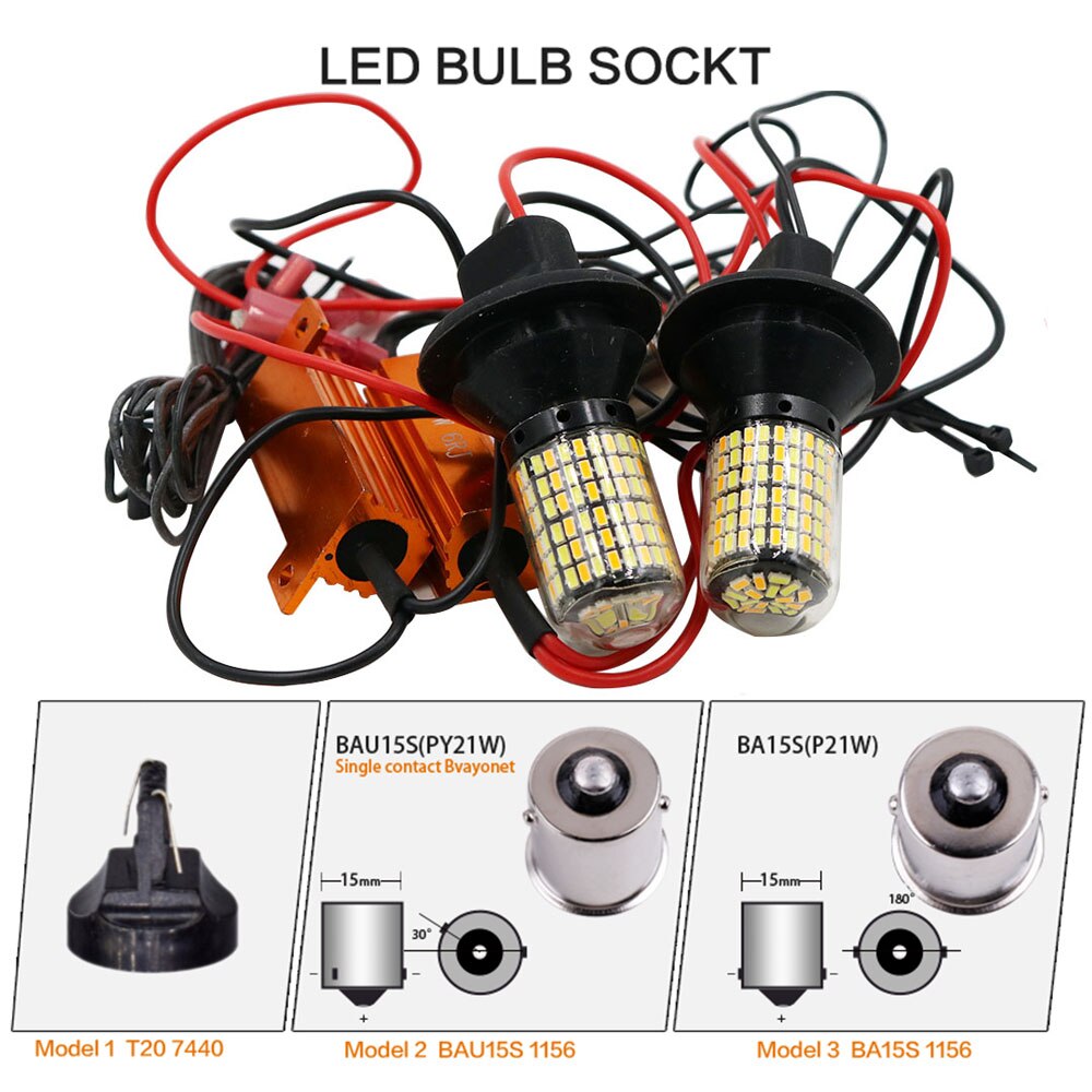 Luz led de circulación diurna con señal de giro, luces LED externas DRL de modo Dual, ba15s BAU15S 1156 p21w s25 168 T20 W21W WY21W 7440