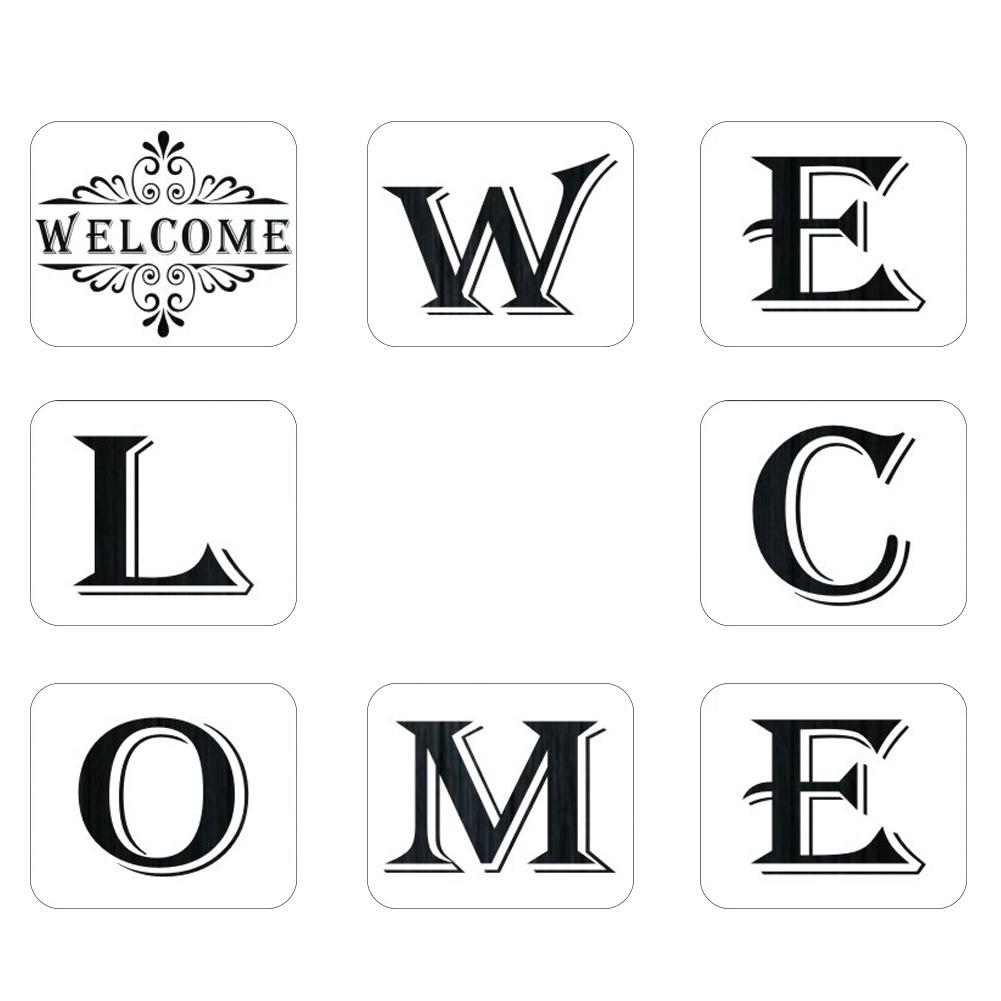 Welcome Sign Stencils Large Plastic Reusable Individual Letter Alphabet Drawing Templates for Hotel Home Porch Decorations DIY: Default Title