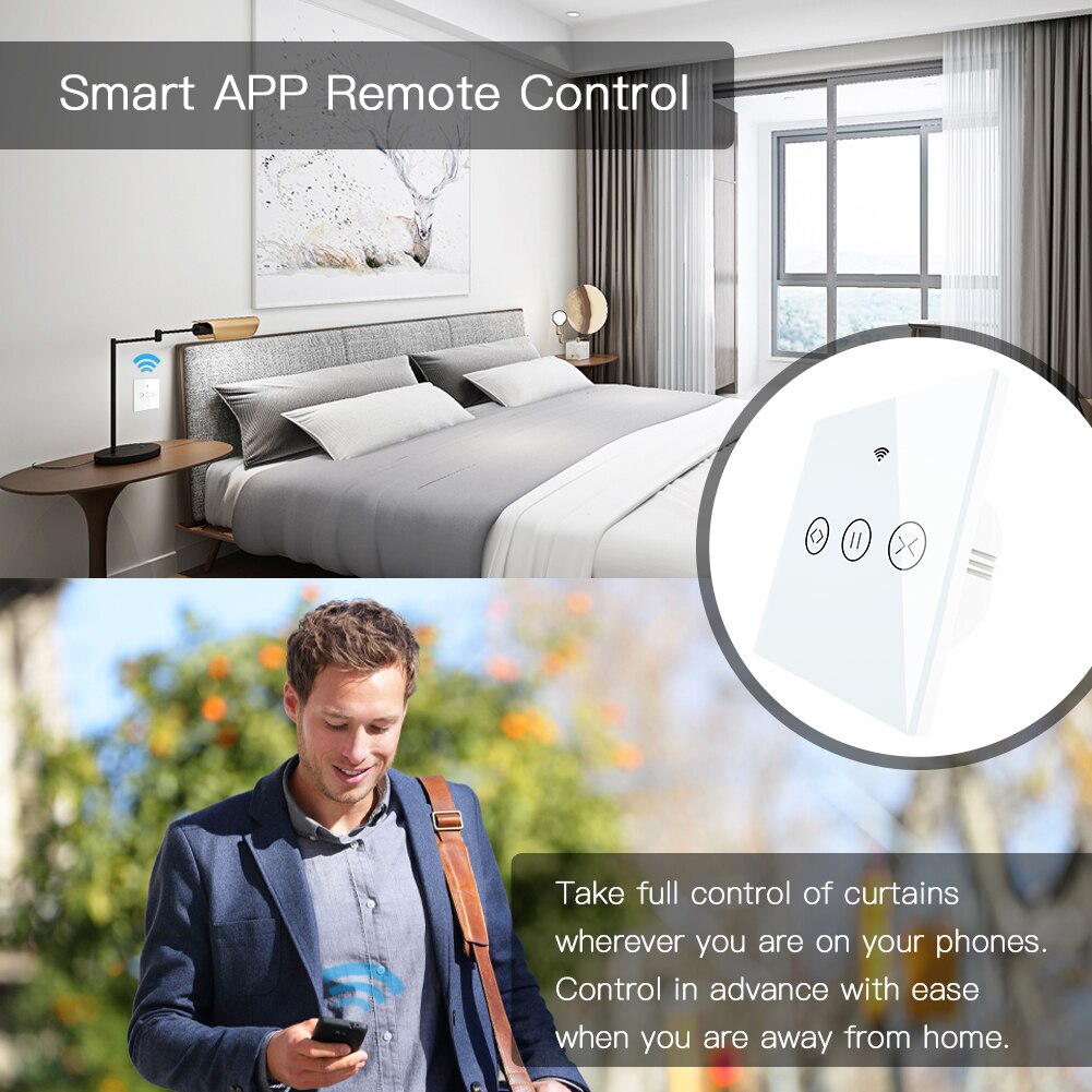 Smart Remote Home Electric Curtain Control for Electric Curtain Blind WiFi Touch Switch Shutter Voice Control for Alexa