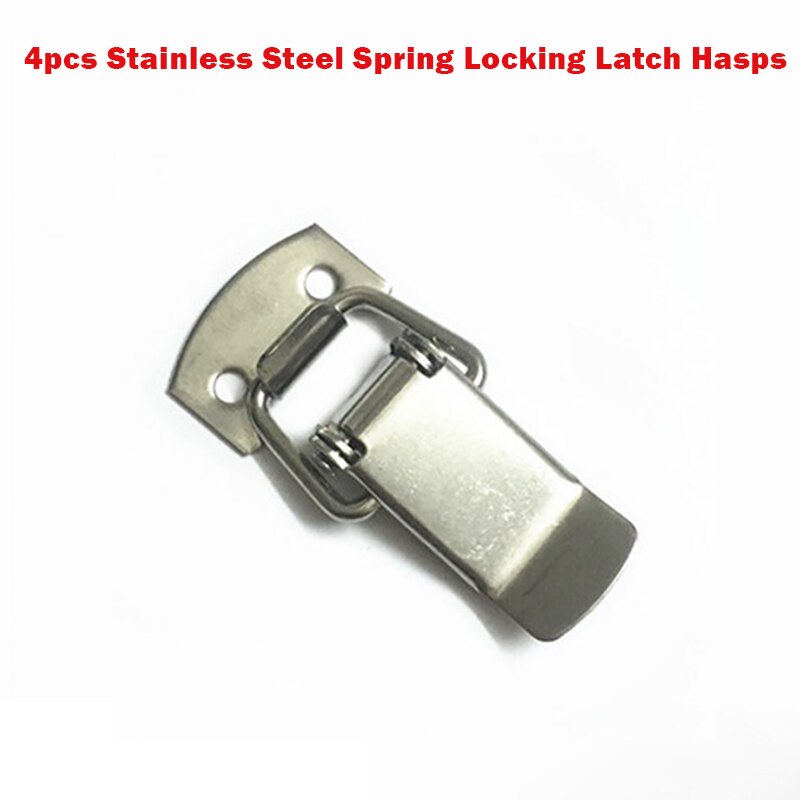 4Pcs Stainless Steel Spring Locking Latch Hasps for Suitcase Chest Toggle Catch Hardware Clasp Cabinet Toolbox Catch