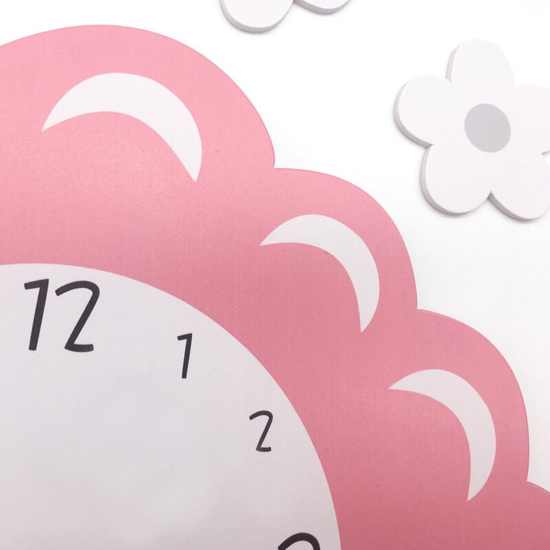 Roze Meisje Hart Kinderkamer Woonkamer Stille Klok 3D Cartoon Creatieve Persoonlijkheid Mode Roze Zwaan Wandklok