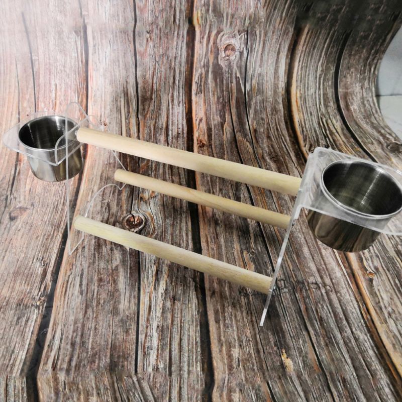 1 Juego de soporte de percha de loro pájaro para morder molinillo de goma garra juguetes de loros escalera triángulo acrílico juguete mascota suministros C6UE