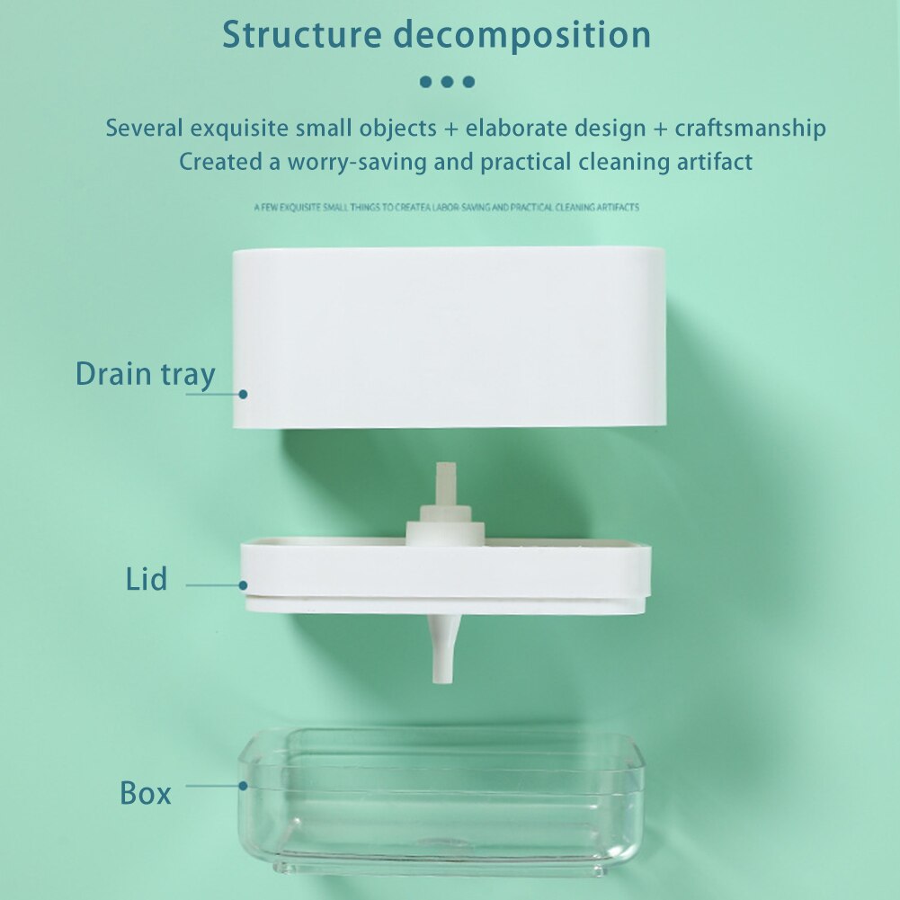 2 In 1 Dish Washing Hand Pump Manual Press Kitchen Sink Soap Dispenser Liquid Storage Detachable Countertop Tidy Sponge Holder