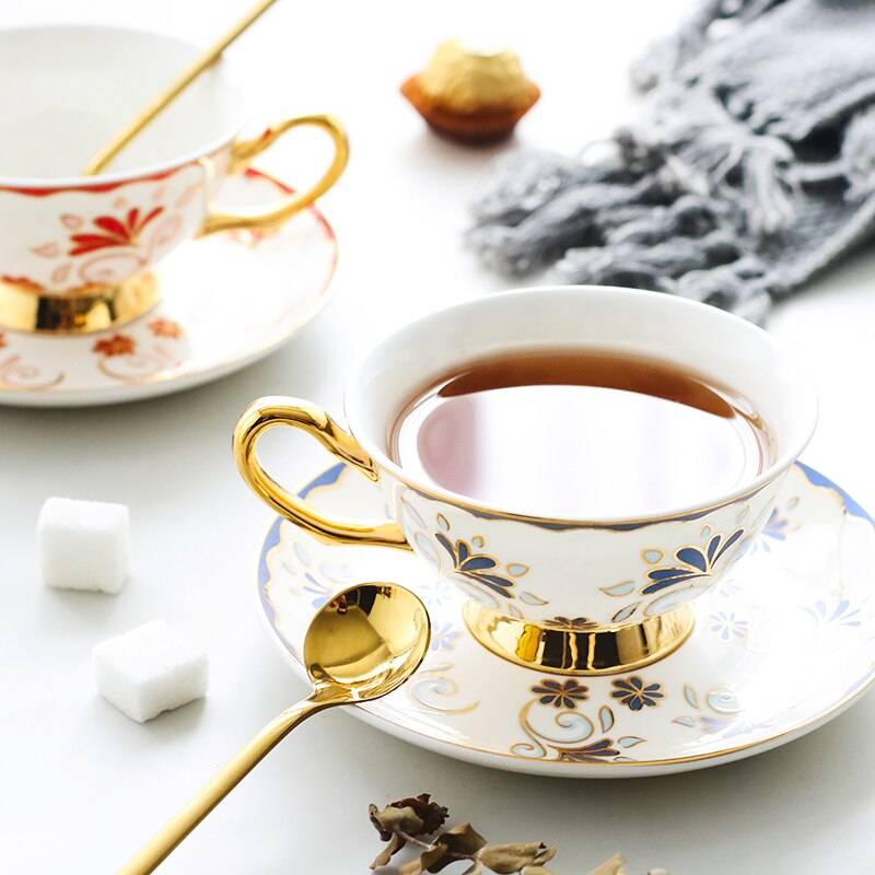 Keramisk kopp kaffe enkelt kontor guldkant arabiskt kaffe set ljus lyx par europeiska tazas de café drinkware  be50cp