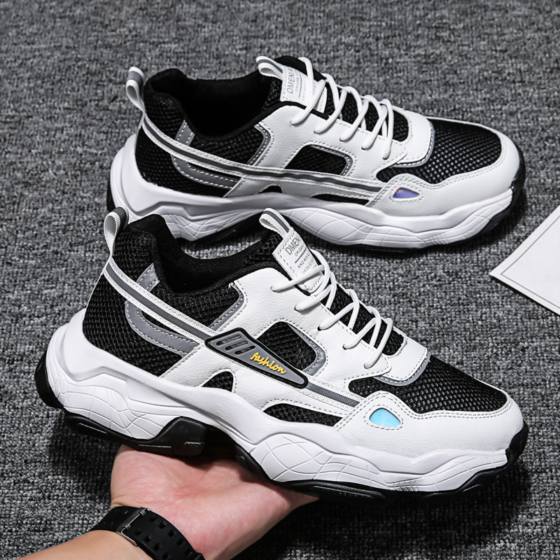 Zapatillas deportivas de malla transpirable para hombre, zapatos informales gruesos y planos, a la , para Primavera,