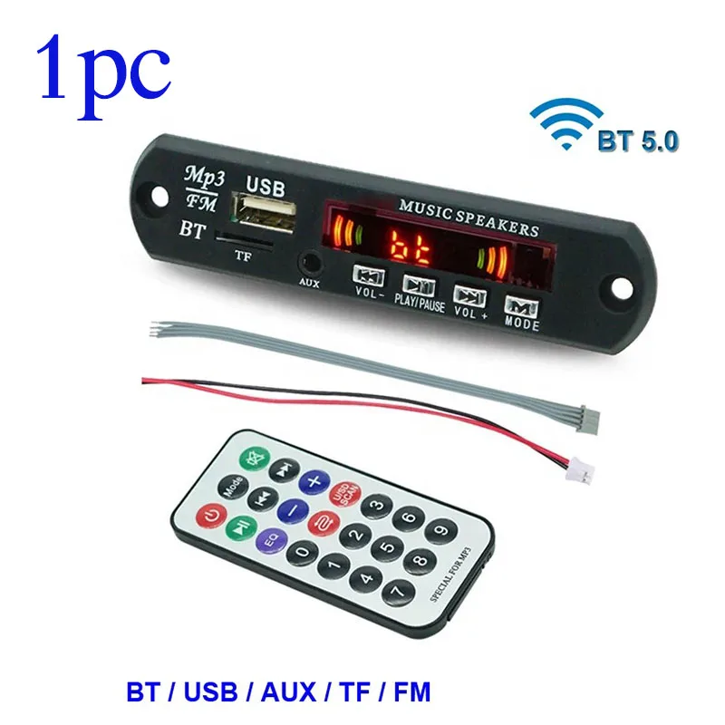 1X Bluetooth 5.0 MP3/WMA/WAV/APE/FLAC Dekoder Car Audio USB TF FM Radio Moduł MP3 Bluetooth Odtwarzacz muzyczny: Default Title