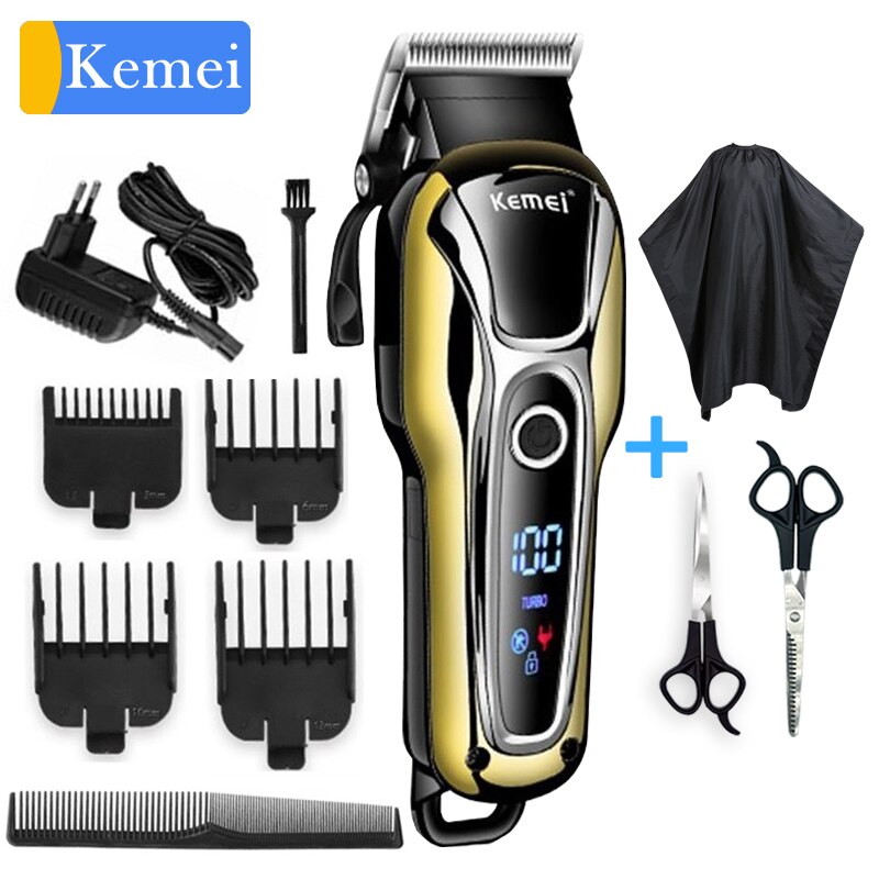 Kemei Hair clipper hair trimmer for men beard electric cutter hair cutting machine haircut LCD Cordless corded 5: KM1990 G