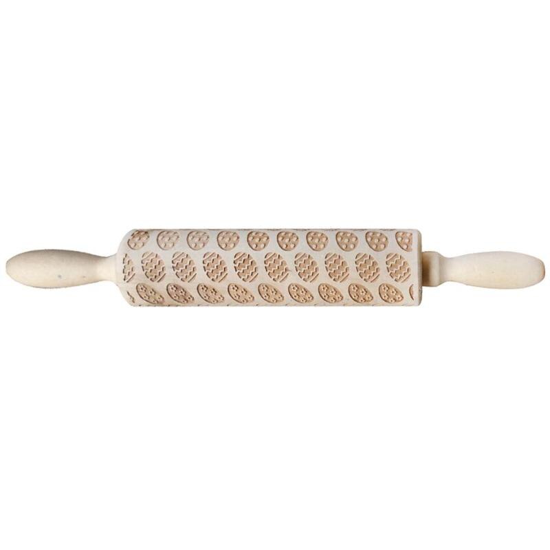 350X45X45mm Pasen Dag Embossing Houten Deegroller voor Koekjes Bakken Noodle Biscuit Rolling Pins Gegraveerd roller Sneeuwvlok: Eggs